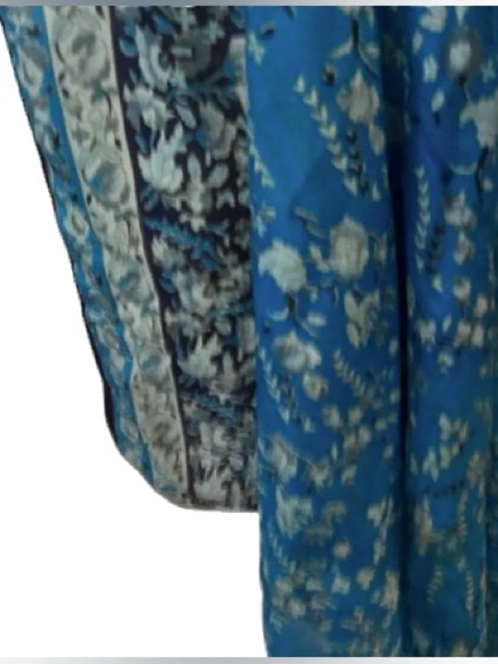 Lovely Large 100% Silk Floral Turquoise Aqua India Scarf Wrap Lightweight Boho